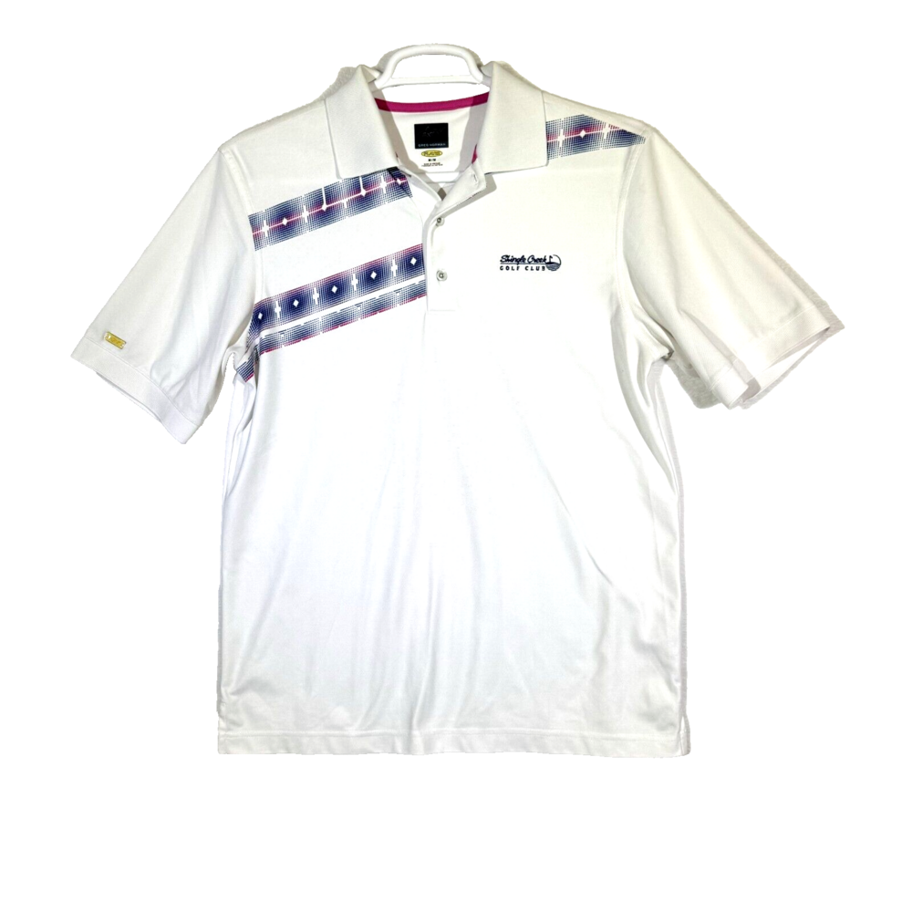 Greg Norman Polo Shirt Mens Medium White Shark Golf Club Performance Polo